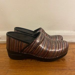 Dansko multi-color striped clogs